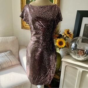 🎉Sale New Shimmering Vicky Tiel Luxe Elegant Cap Sleeve Sequin Dress